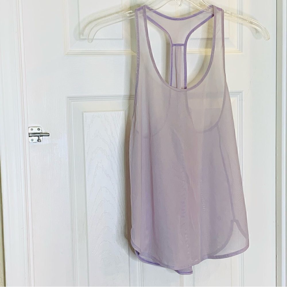 Lululemon Mesh Racerback Tank Light Purple Color Size 6 - Picture 2 of 7